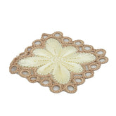 Heart Home Flower Design Square Cotton Coasters, Set of 6 (Cream)